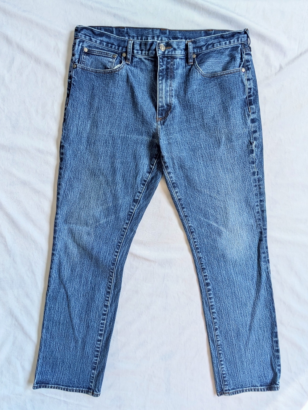Mens Brooks Brothers 40×32 Jeans Straight Fit Medium Wash Blue Stretch Denim